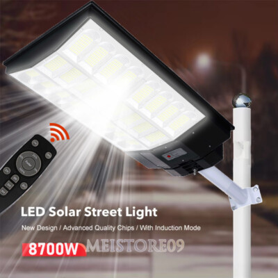 Commercial Solar LED Street Flood Light – 144 LED, Motion Sensor, Dusk-to-Dawn Outdoor Wall Lamp