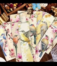 30 PC Bookmark Set Birds Floral Scenery Trees Art 1.5" x 6" New Free Ship 22