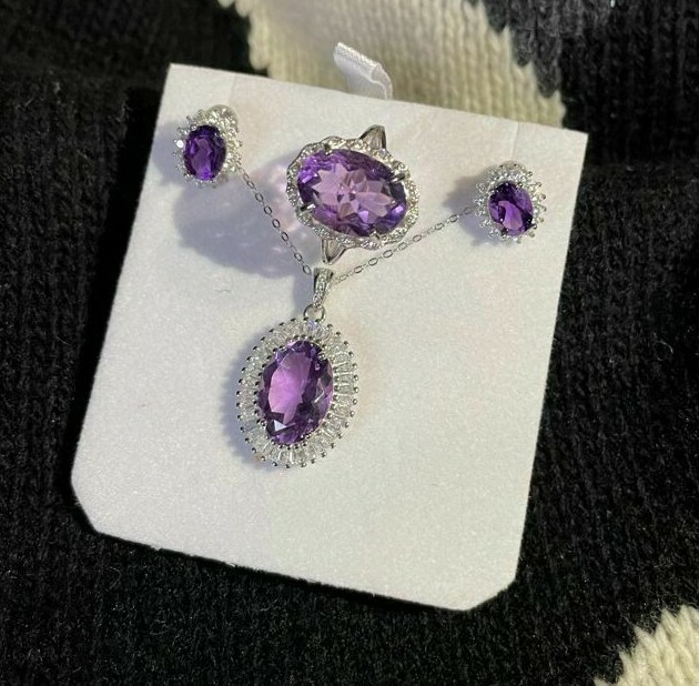 Collar de Cristal Púrpura, Regalo para ella, Collar Popular, Uso Diario Asequible