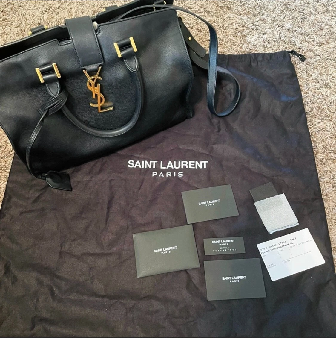 Saint Laurent Monogram Cabas Leather Handbag