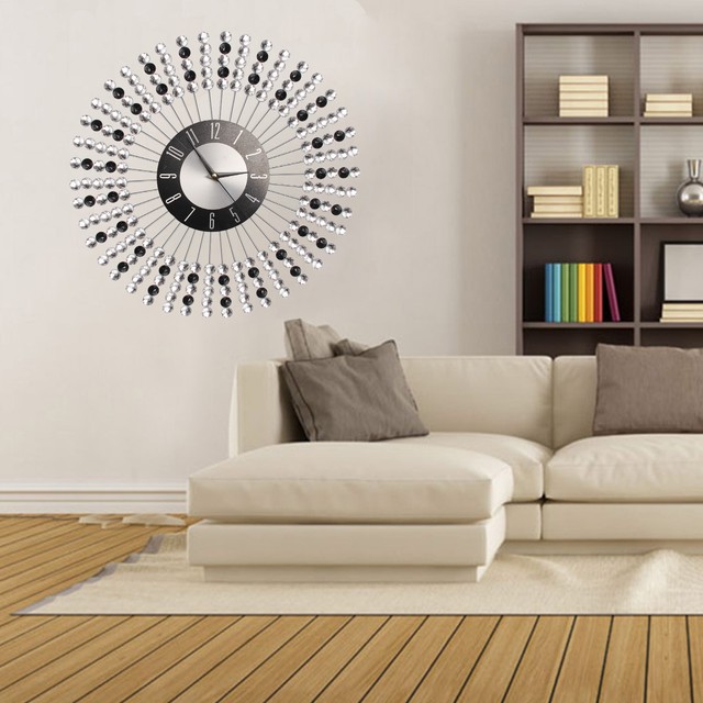 50cm Diamante Beaded Jeweled Sunburst Metal Spikes Silver Teal Wall