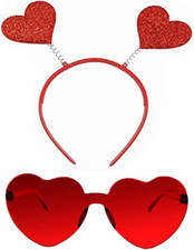 Valentines Day Heart Head Boppers Headbands and Heart Shape Sunglasses for Party
