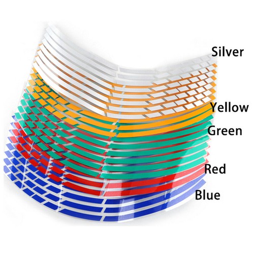 Car Motorcycle 17"-19" Wheel Rim 16 Reflective Strips Stripe Tape Decal Stickers - Foto 1 di 16