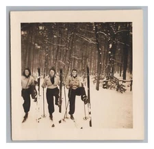 3 Women on Ski Touring - Winter Forest - Vintage Photo 1940s