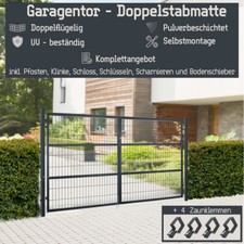 V2Aox Gartentor Doppelflügelig Zaun 300x160 Gartentür Metall Grau Abschließbar