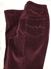 St. John's Bay Stretch Mid Rise Straight Leg Corduroy Pants Size 4 Burgundy