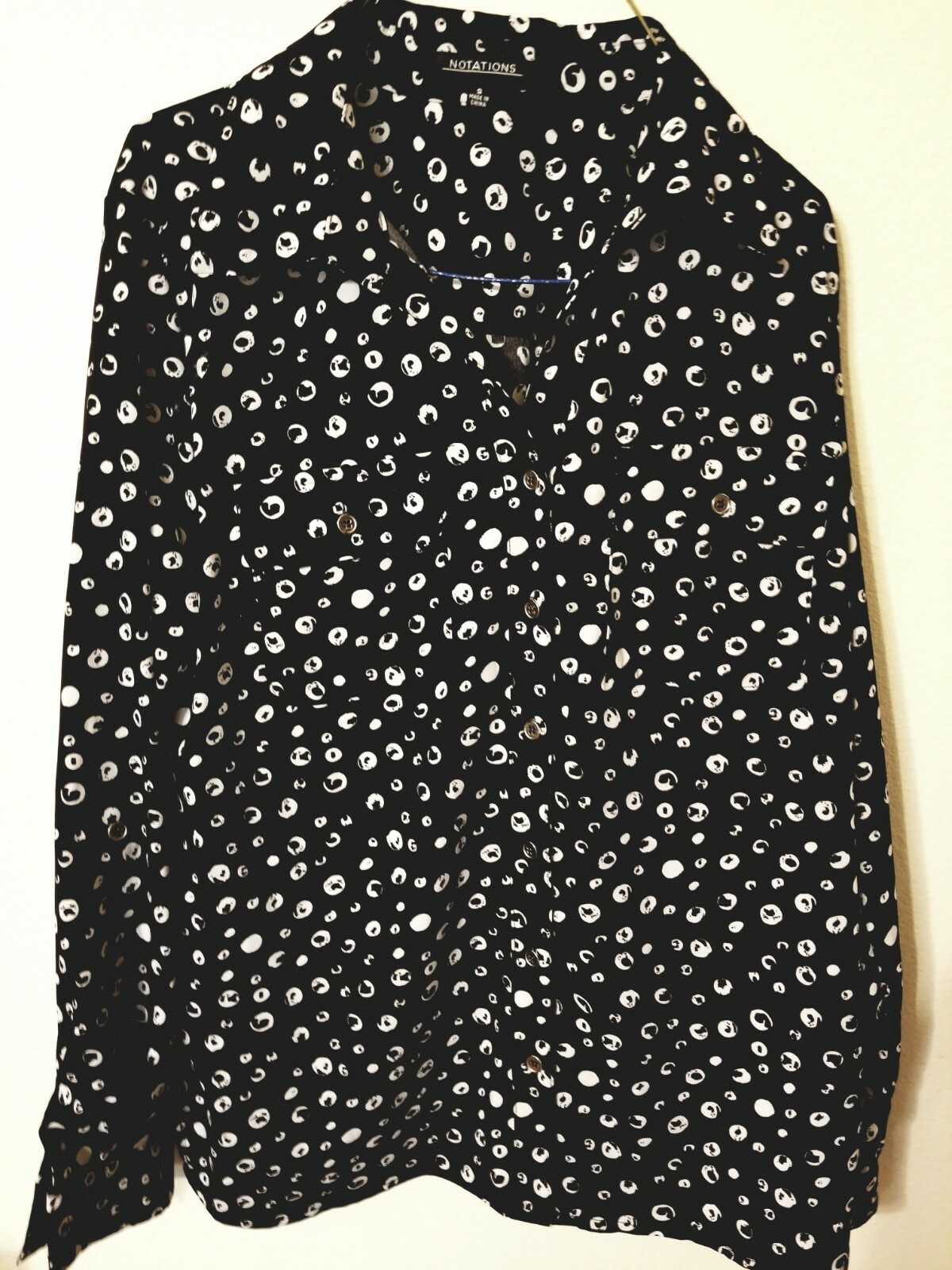 notation size s womens blouse silver button up lo… - image 3