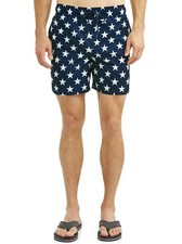 George Men's Swim Trunks Shorts Size 3XL 48-50 Blue W Stars 6" Inseam