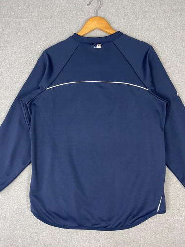 Milwaukee Brewers Windbbreaker Mens L Blue Majestic Threma Base Batting Practice - Picture 10 of 11