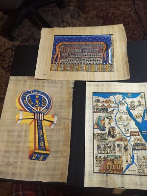 Wholesale set of 3 handpainted egyptian Papyrus, free shipping via USPS.