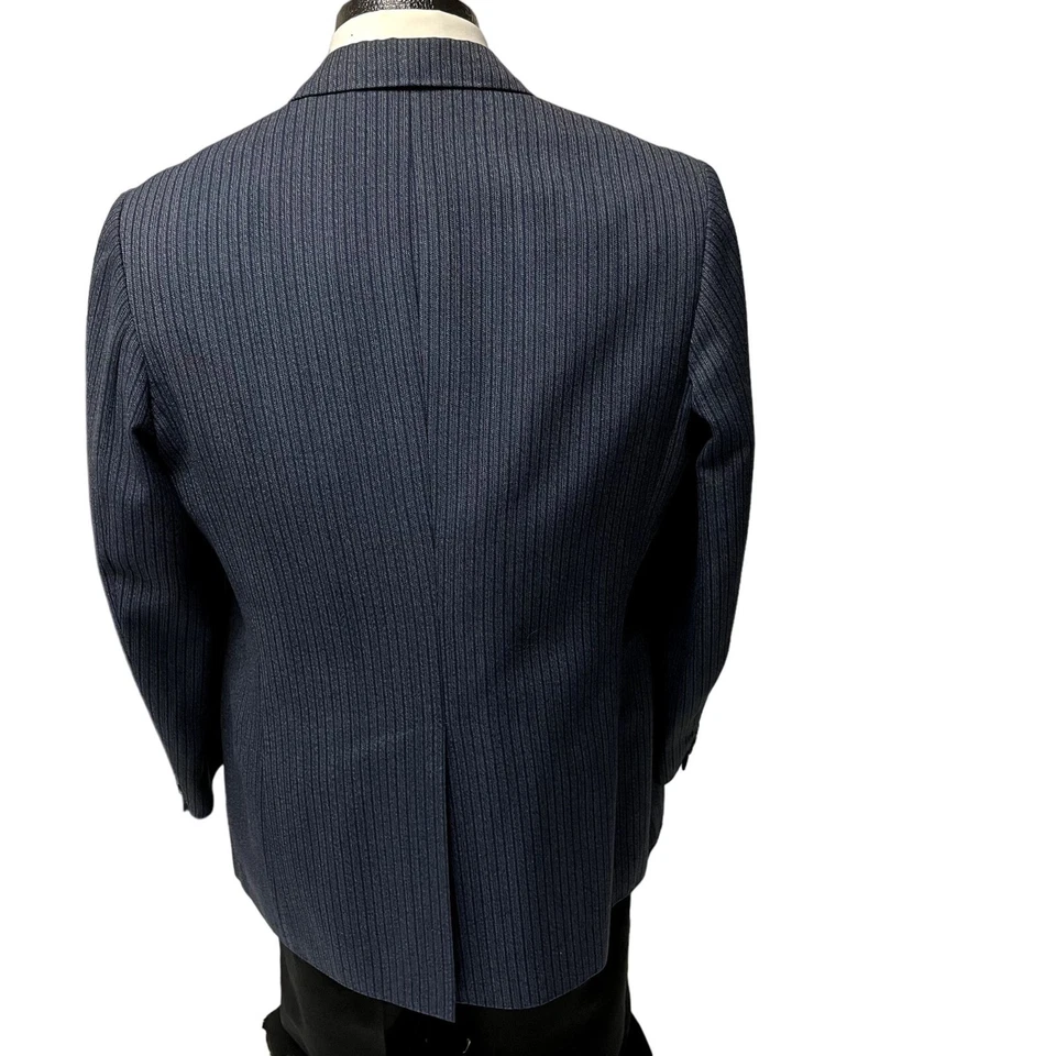 复古 50 60 年代定制蓝色运动外套 MoD DISCO 夹克金色静态条纹西装外套 — 第 3/4 张图片