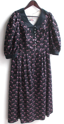 Ladies' traditional dirndl black pink floral approx. size 44 by Alphorn