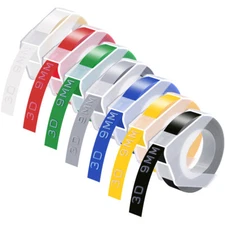 5PK 3/8" For DYMO 3D Effect Embossing Tape Set 520101-520109 Multiple Colour