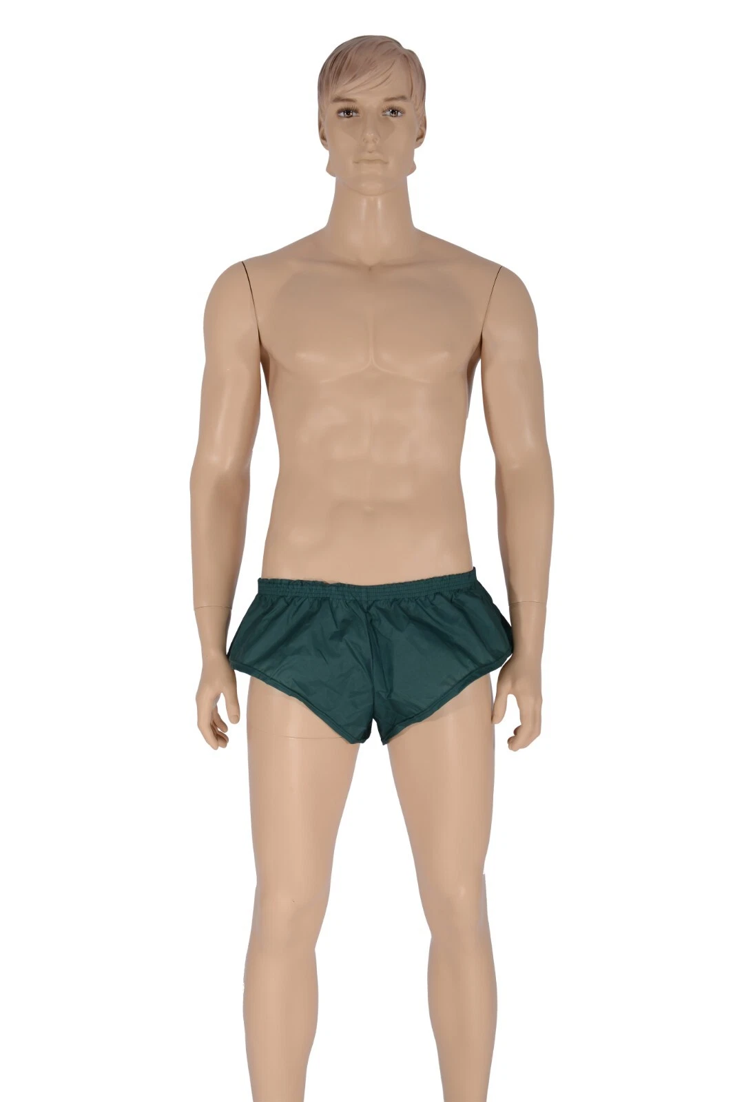 Men's Forest Green Nylon Taffeta, Original Cut Booty Shorts