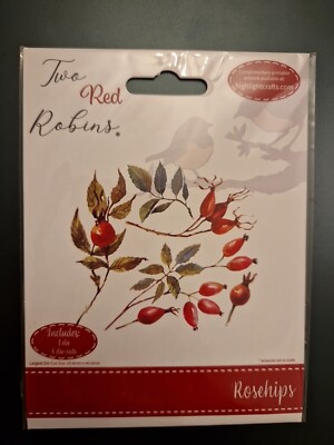 Highlight Crafts zwei rote Rotkehlchen ''Rosehips'' Stanzschablone