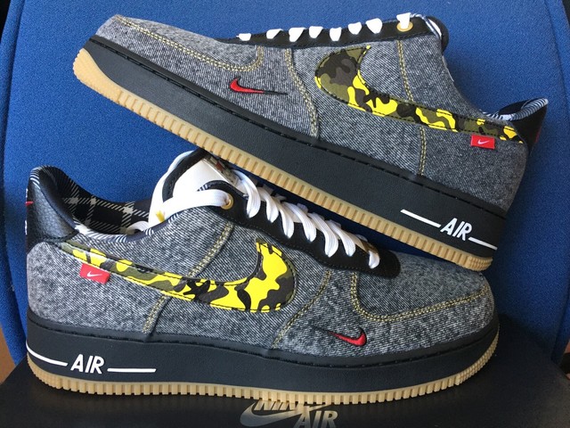 Nike Air Force 1 '07 LV8 Black DENIM MultiColor CAMO Mini Swoosh GUM Dunk SB 12 | eBay