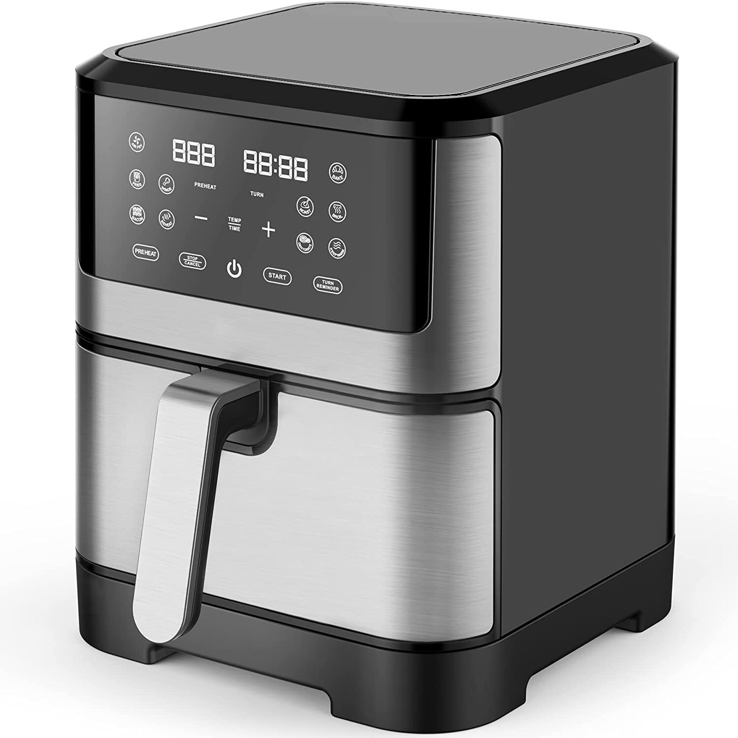 8L Heißluftfritteuse Fritteuse Heißluft Digitale Edelstahl Air Fryer Backen