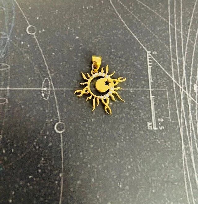 Gold Celestial Pendant Star, Moon and Sun Pendant Crescent Moon Pendant Jewelry - Image 4 of 4
