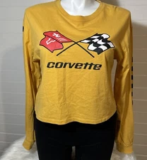 General Motors Women's Corvette Long Sleeve Crop Top Graphic Shirt - Size L Must