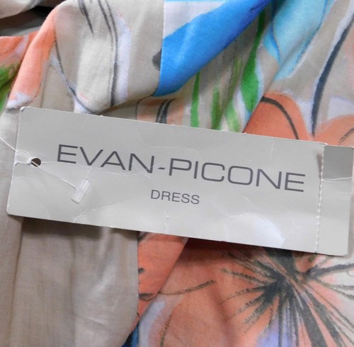 Evan Picone Fit Flare Poolside Summer Dress 12 Pastel Floral Cotton Lined NEW - Picture 11 of 14