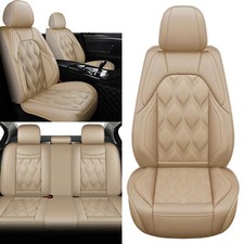 Car Seat Covers Beige Full Set Pu Leather Protector For Chevy Equinox 2011-2024