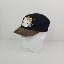 Teen Girl's Black  Gold Hello Kitty 3D Cadet Cap Hat Kids One Size by Sanrio