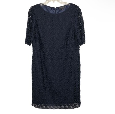 TAHARI ARTHUR S.LEVINE Navy Lace Sheath Cocktail Dress Sz 10P Fully Lined  NWT | eBay