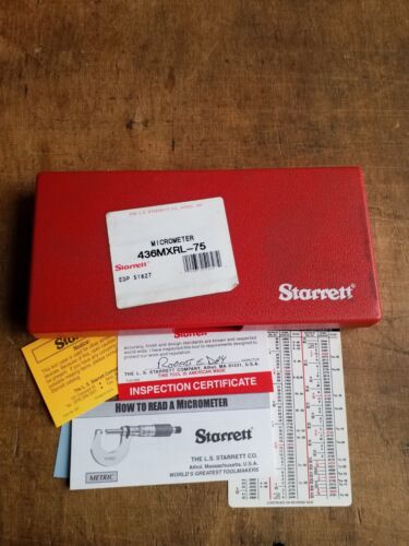 *NUEVO* Micrómetro métrico Starrett 50-75 mm 436,1 MXRL-75 Micrómetro de ingeniería - Imagen 13 de 15