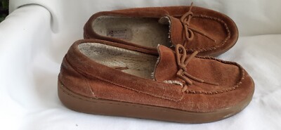 BOBS Skechers Moccasin Slipper Women's Size Brown Suede Plush Foam Fur  Lined