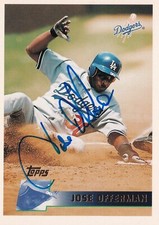JOSE OFFERMAN SIGNED AUTO'D 1996 TOPPS CARD #89 RED SOX LA DODGERS ROYALS