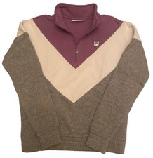 Fila Vintage Sweater Fleece Warm Up Top 1/4 Zip Pullover