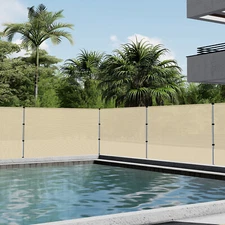 Outdoor Fence with Stainless Steel Pole Privacy Fence Dog Yard Pool Safety Beige
