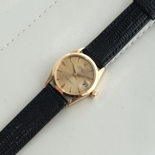 Rolex Oyster Perpetual Date 6624 di medie dimensioni 30 mm oro 18 carati automatico anni 60 RA456B - Foto 6 di 12