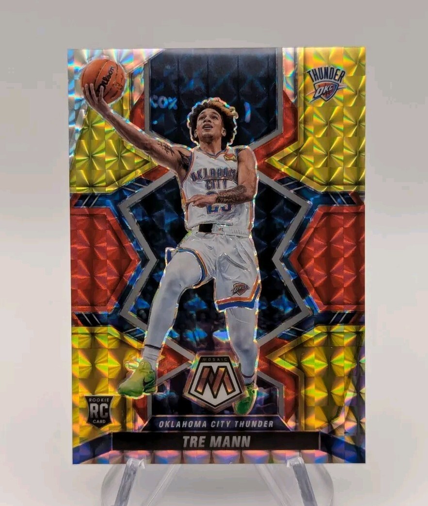 Tre Mann 2021-22 Panini Mosaic Choice Basketball 212 Red & Yellow Prizm RC #d/88