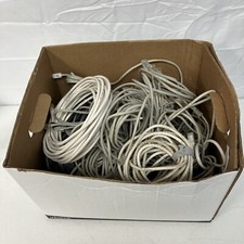 8lbs - Cat 5 6 Ethernet Cables As Is Used Btw 6 To 30 - 20 Cords White Gray
