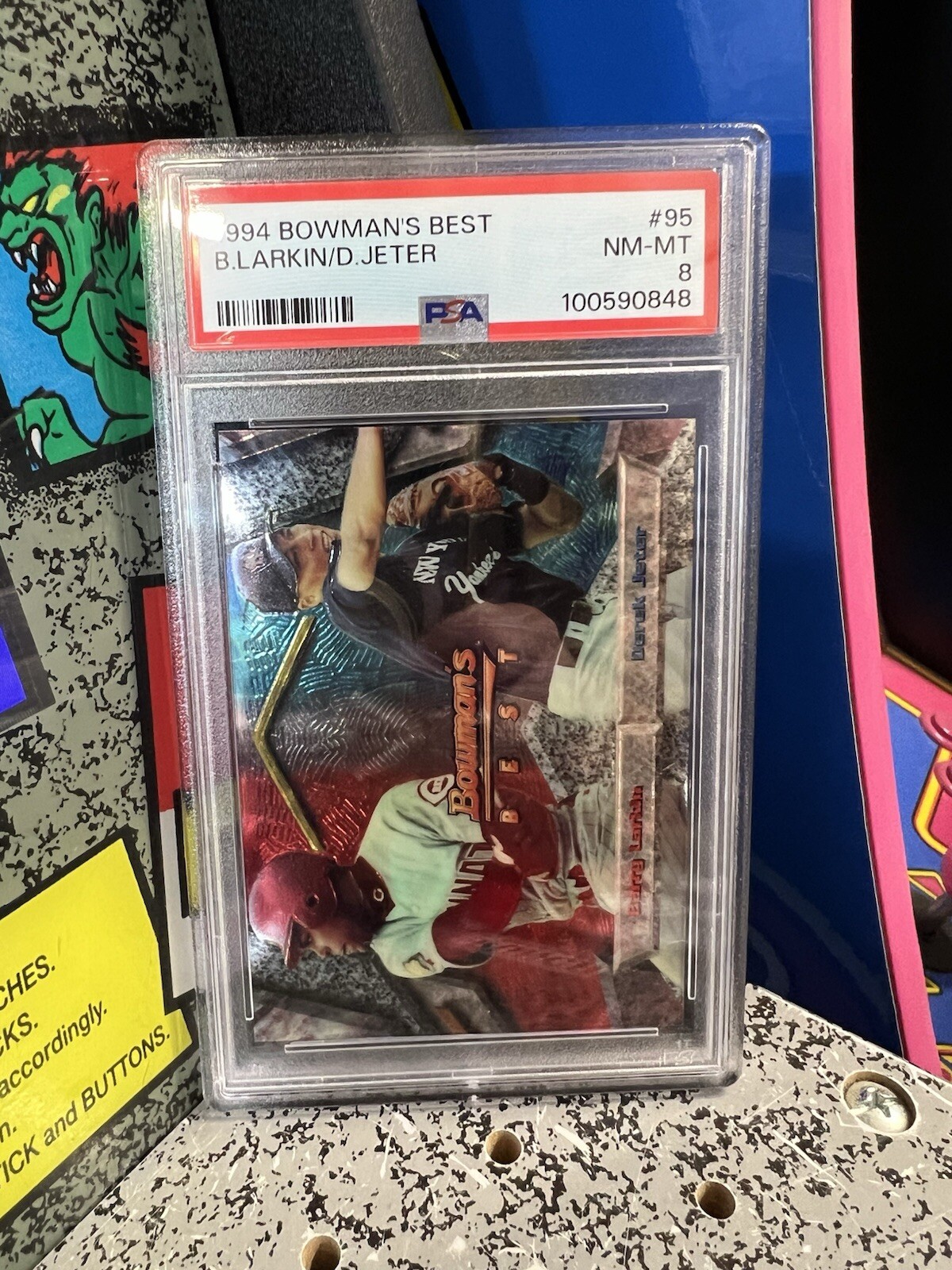 1994 Bowman's Best Derek Jeter Barry Larkin #95 HOF SS Graded PSA 8 NM-MT view 5