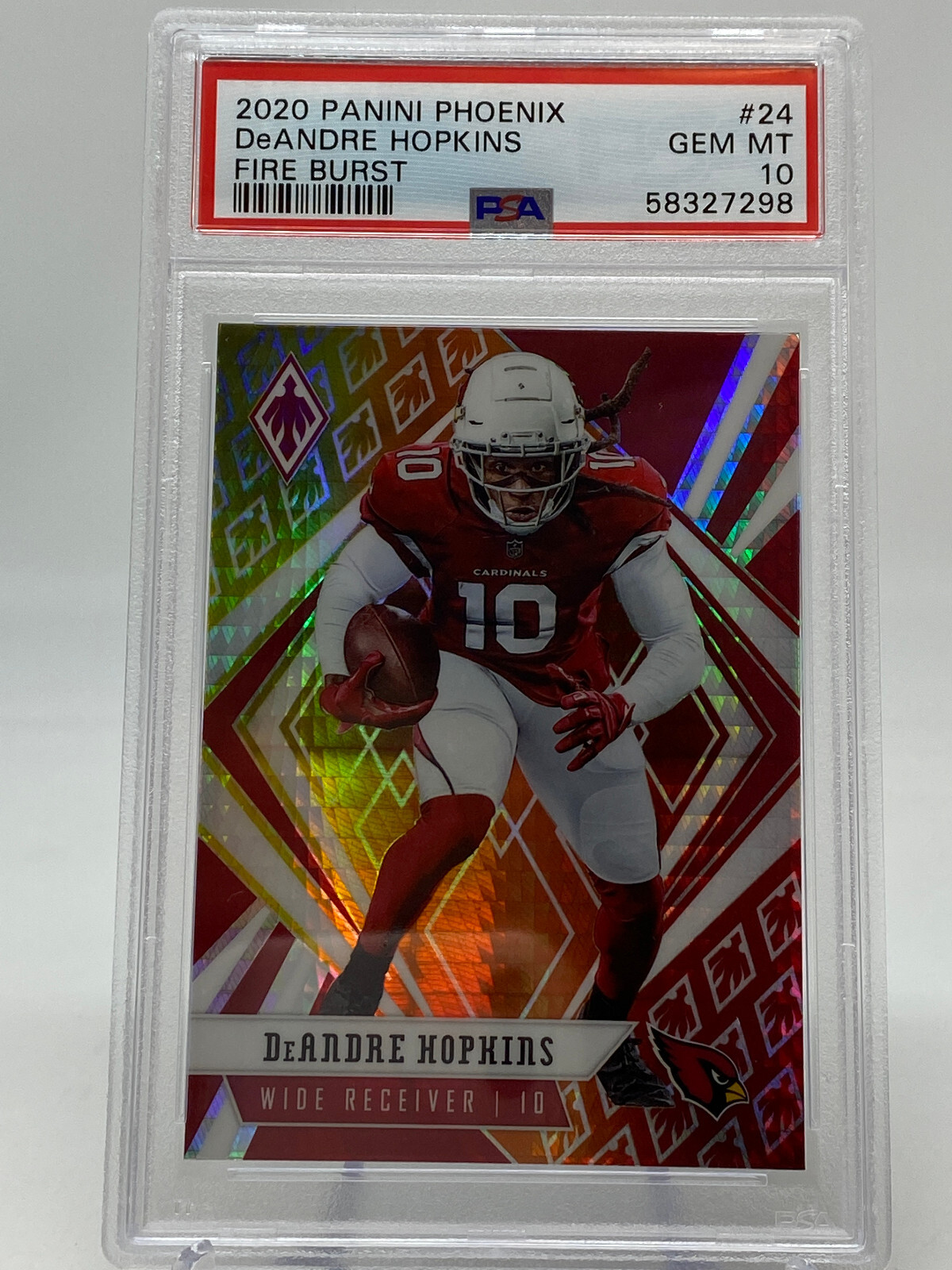 2020 Panini Phoenix #24 DeAndre Hopkins Fire Burst PSA 10 view 15
