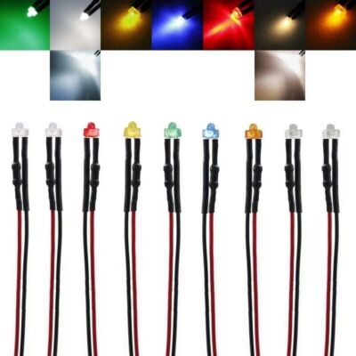 LED 1,8mm 9V 12V 14V 16V 19V Kabel Widerstand angelötet verkabelt mini 10 Stück