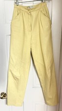 Vintage Banana Yellow Leather Ballon Leg Pants Mary Dzenutis WM XXS 26 1980s