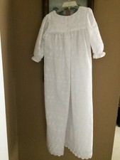 Christening Gown Handmade NEW White Eyelet, lace, ribbon, bow, French seams