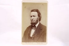Chas. H. Pease CDV Photo Goshen IN CDV Photo Full Beard Long Hair Watch Chain