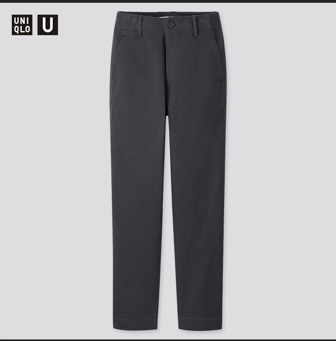 NWT Women 100% Cotton Satin Wide Tapered Pants UNIQLO x U Dark Gray Size 0