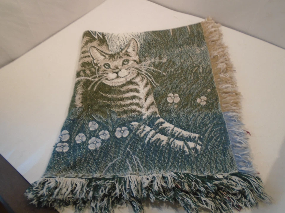 Woven Cotton Cat Throw Tapestry Made In Spain 50" X 46" - Image 3 of 4