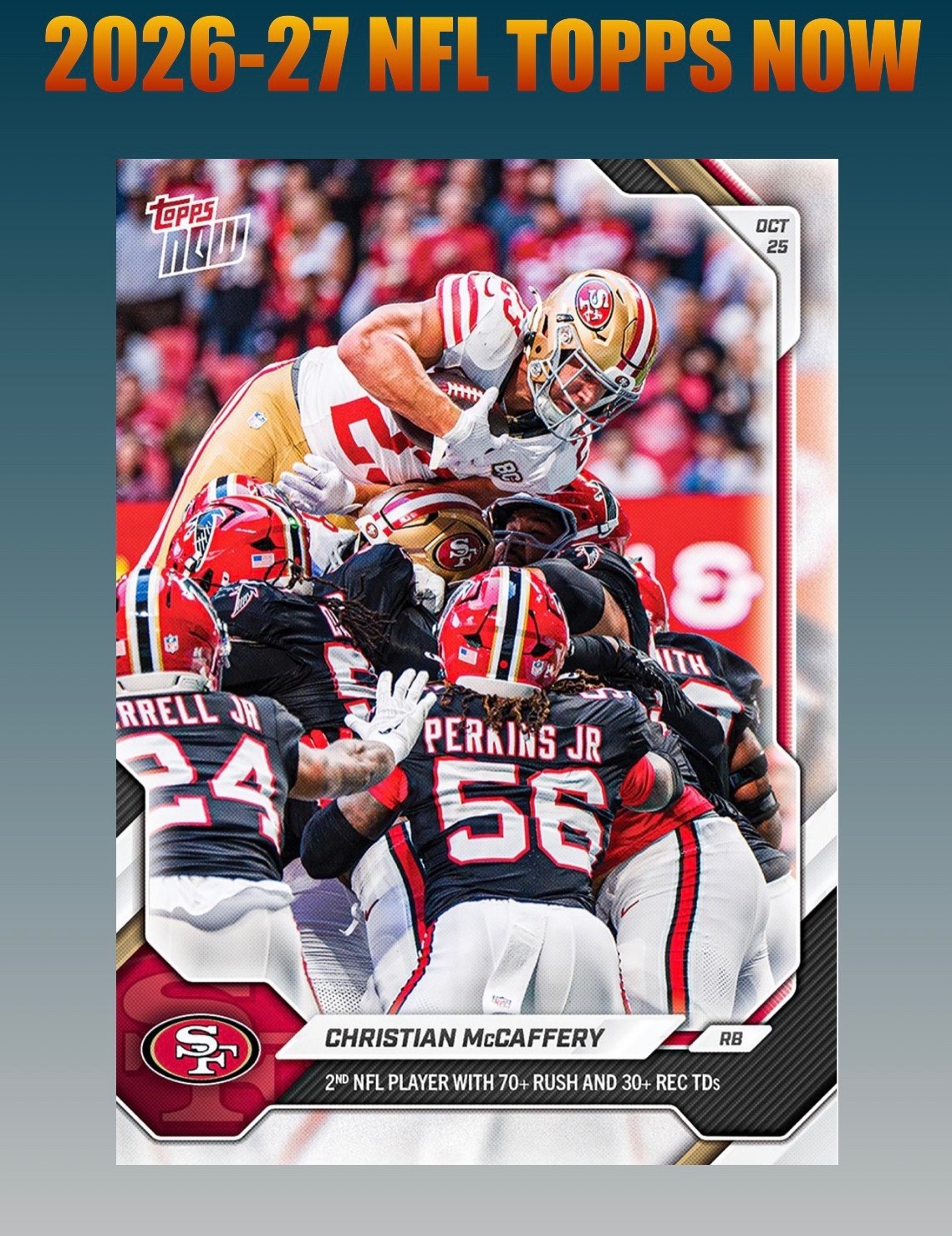 💥2026 Topps Now NFL #79💥CHRISTIAN McCAFFREY 70/30 - 49'ers - Presale
