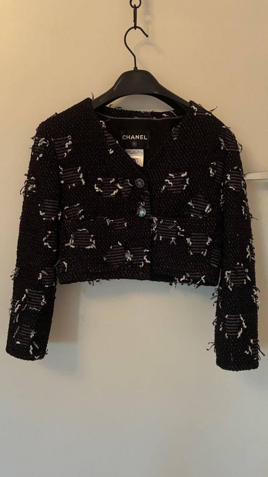 Authentic Elegant Chanel Short Jacket Crafted Bla… - image 1