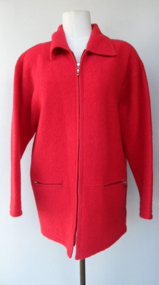 Portfolio Red Merino Wool Zip Front Jacket Size XL could fit XXL