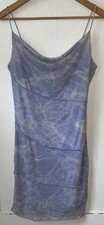Forever 21 Periwinkle Mesh Draped Neck Dress Sz M Coquette Party Y2K