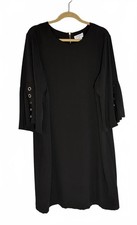 Carmen Marc Valvo Black Dress with Zip Back and Flared Sleeves sz 16W