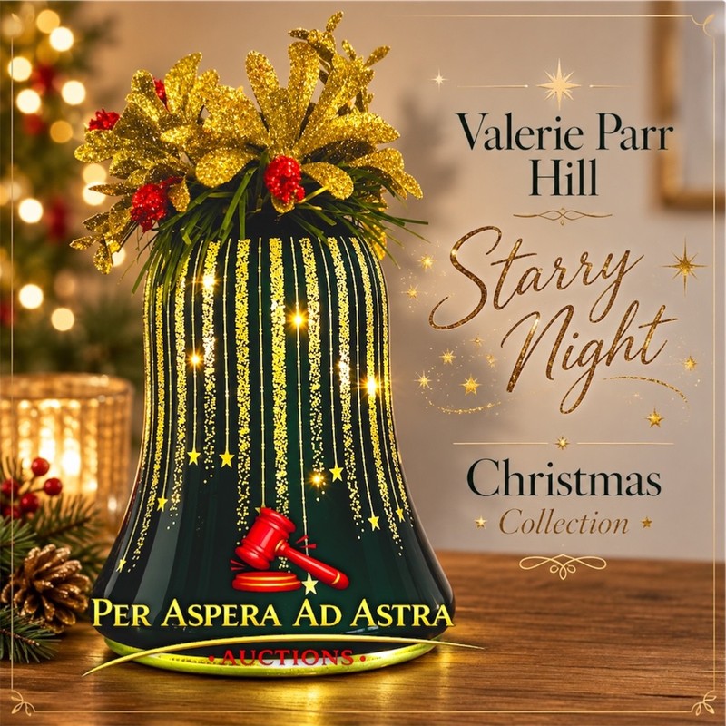 Green Starry Night Illuminated Bell With Leaves By Valerie Parr Hill NEW