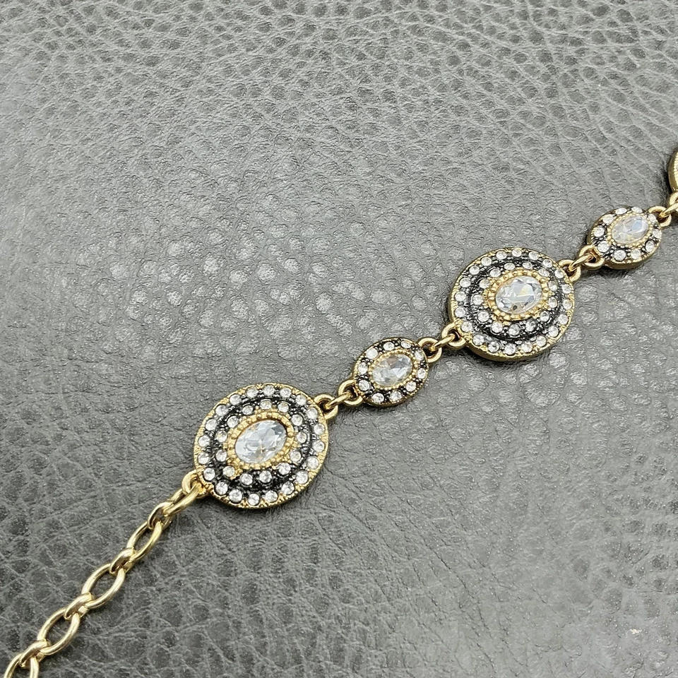 Pulsera Stella & Dot Mujer Cristal Pavé Halo Medallón Tono Dorado Ajustable Foto 4 de 4